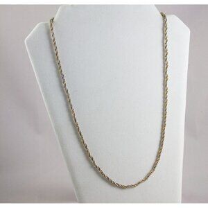 Vintage Napier Twisted Rope Chain Necklace Silver & Gold Signed 24"